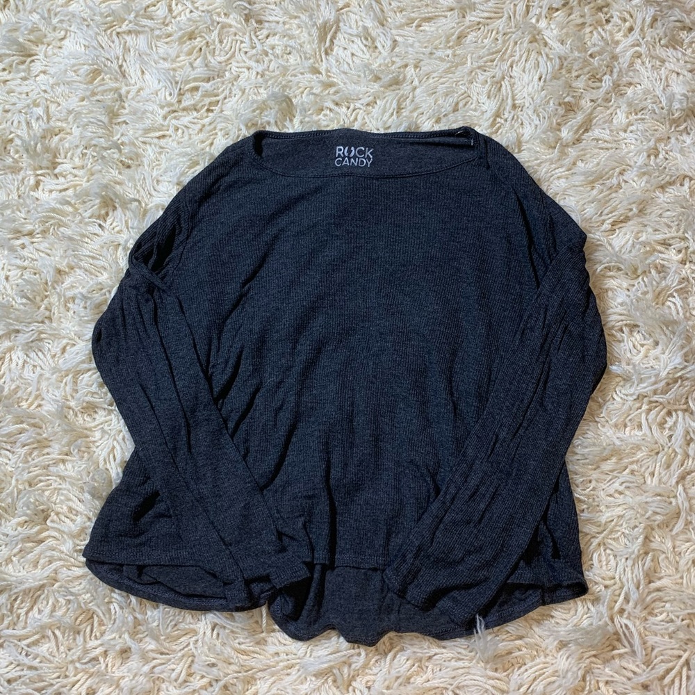 Rock Candy Gray Long Sleeve Zipper Tee